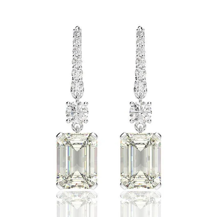 vintage earrings for women -Emerald Cut Drop Earrings