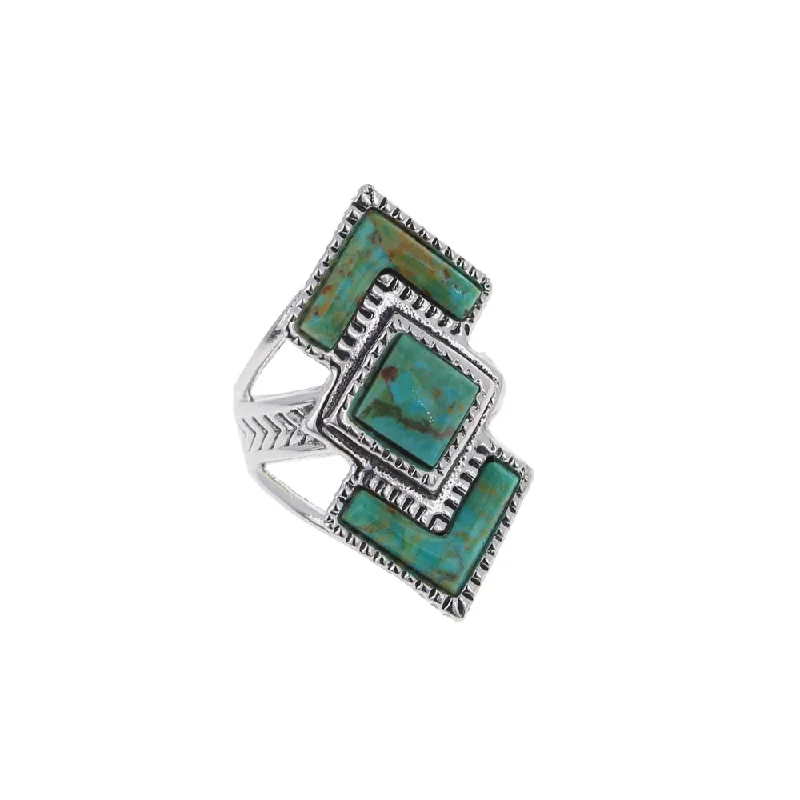 promise rings for women -Chevron Turquoise Design Ring