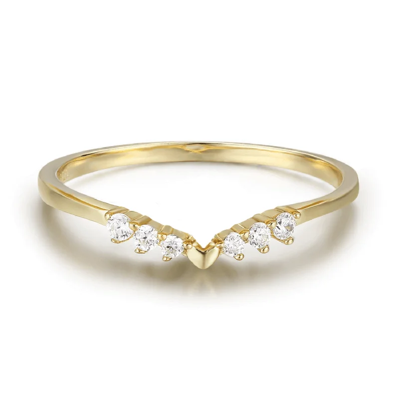 modern necklaces for women -Hearty Heart Stacking Band (Yellow Gold)