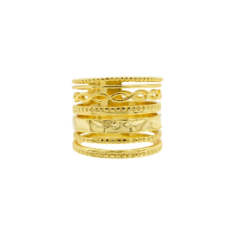 fine jewelry necklaces for women -14k Gold Plated Multi-Band Ring