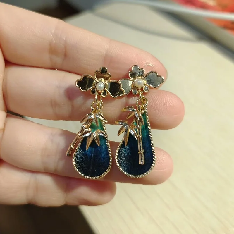 chunky earrings for women -Water Droplet Bespoke Earrings - Silk Earrings(Ronghua)