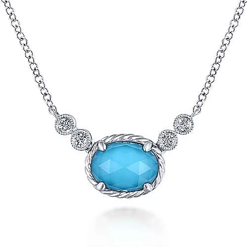 wedding chain necklaces for women -Turquoise and Diamond Necklace