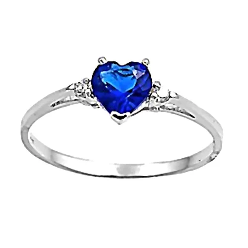 luxury gemstone rings -Jacinda: 0.81c Heart Cut Created Sapphire & CZ Promise Friendship Ring