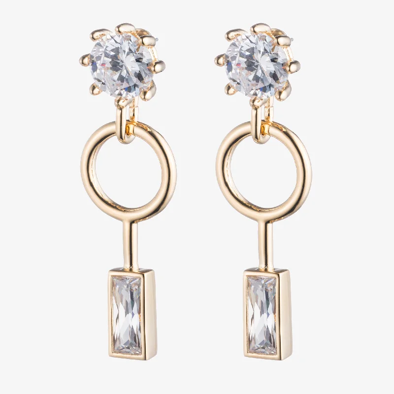 luxury diamond earrings for women -BAGUETTE ESTATE DROP EARRINGS