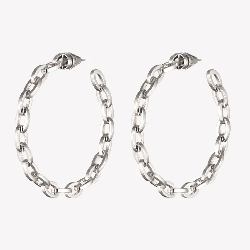 gemstone hoop earrings for women -ELLIPSE LINK HOOPS