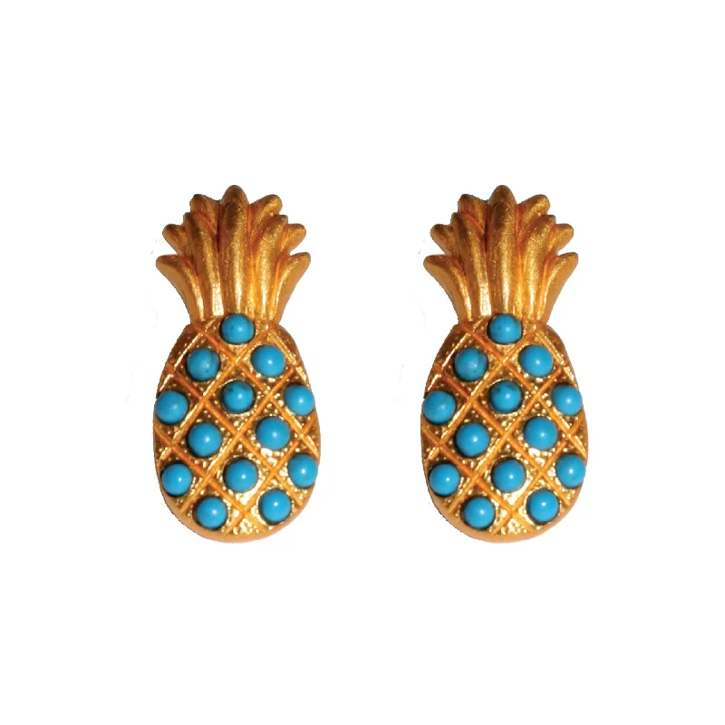 silver earrings for women -Iconography Gold Pineapple Stud Earrings