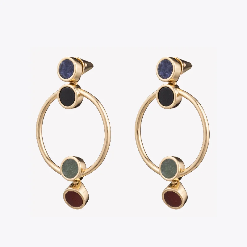 vintage drop earrings for women -INLAID OPEN CIRCLE EARRINGS