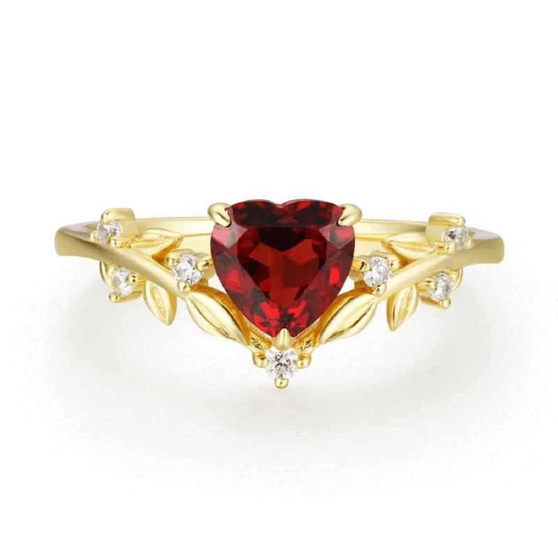 gemstone necklaces for women -Heart’s Desire Red Garnet Ring (Yellow Gold)©