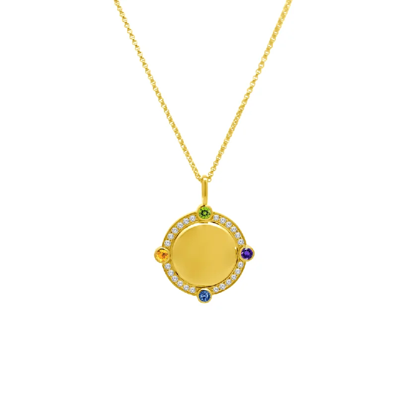 modern gemstone necklaces for women -Birthstone Compass Pendant