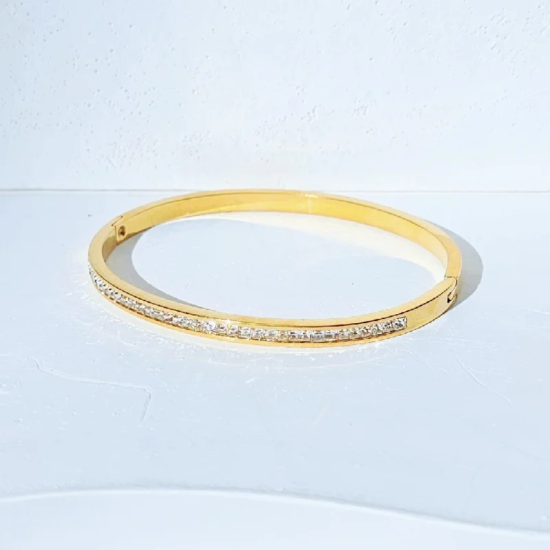 charm necklaces for women -CZ Minimalist Gold Bangle