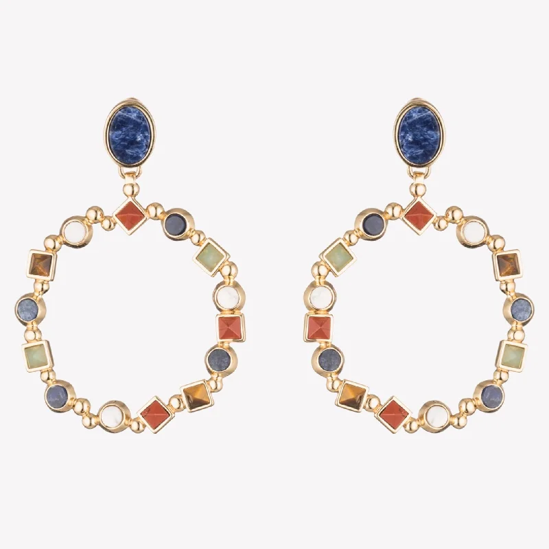 luxury gemstone earrings for women -GEMSTONE HOOPS - PRISM