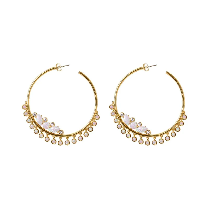 bold earrings for women -Ophelia Crystal Charms Hoop Earrings