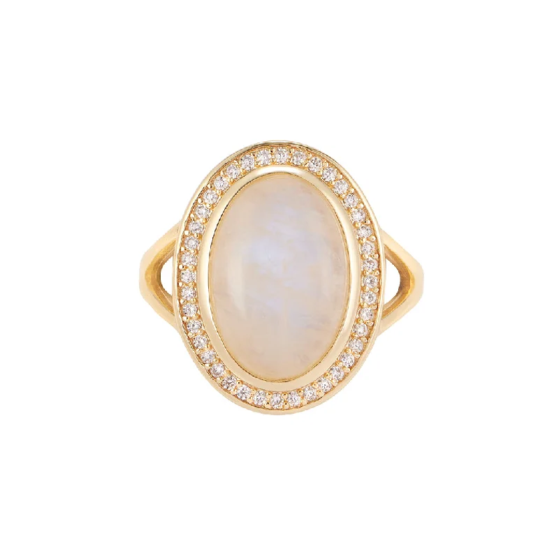 fashionable necklaces for women -14k Gold Vermeil Moonstone Halo Ring