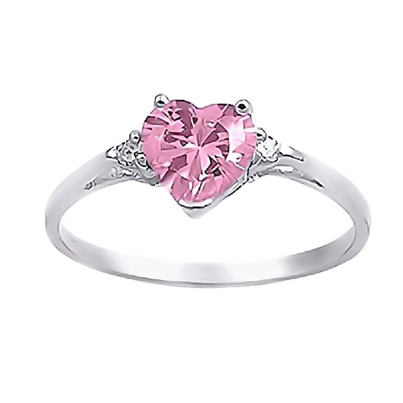 vintage gold rings -Patsy: 0.81ct Heart Cut Pink Sapphire Ice CZ Promise Friendship Ring