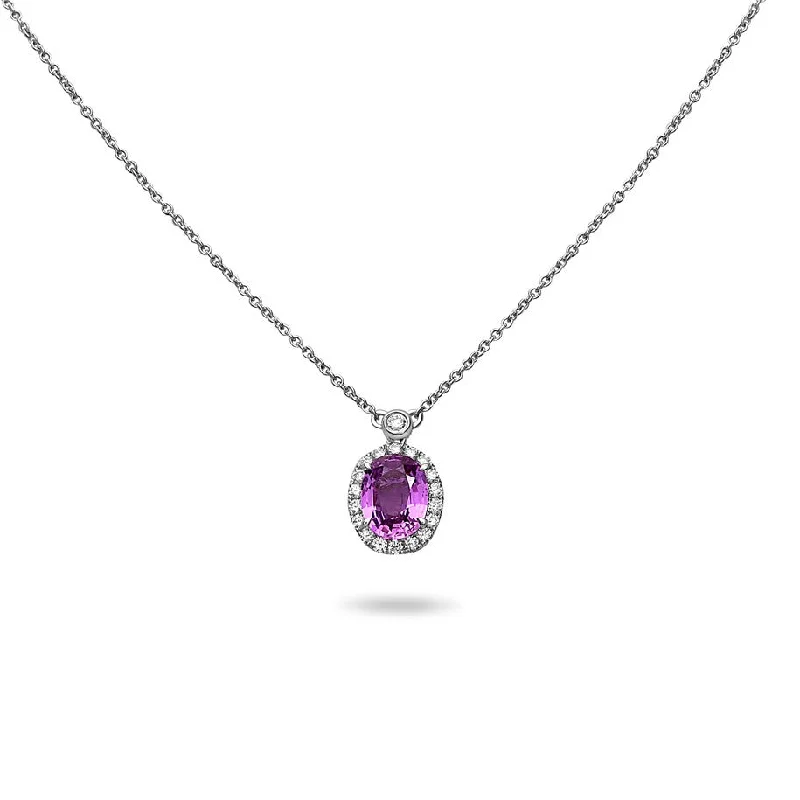 modern gemstone necklaces for women -Pink Sapphire and Diamond Necklace