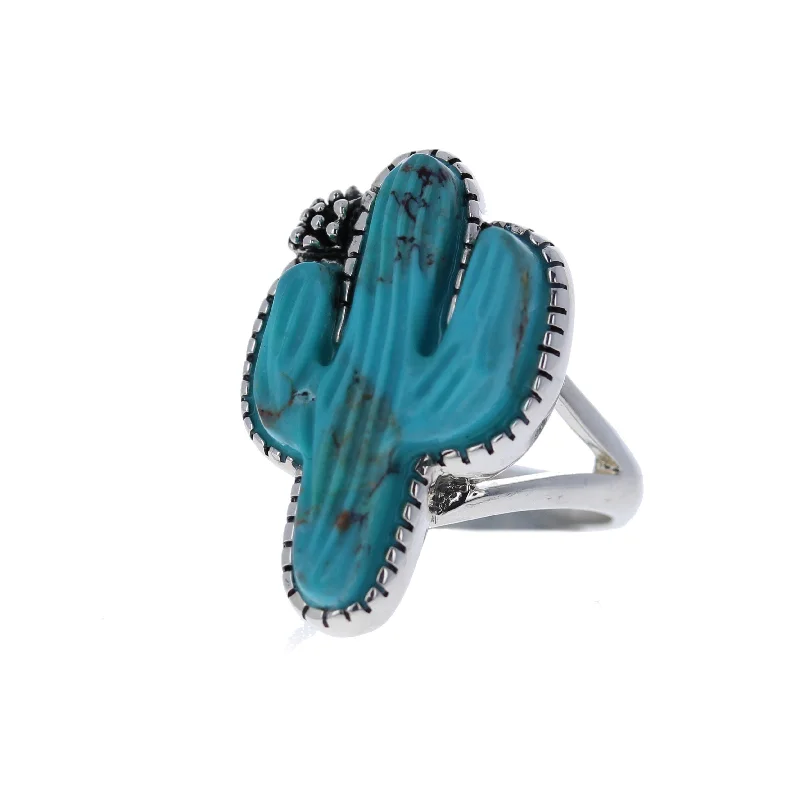 stackable rings for women -Cactus Turquoise Ring