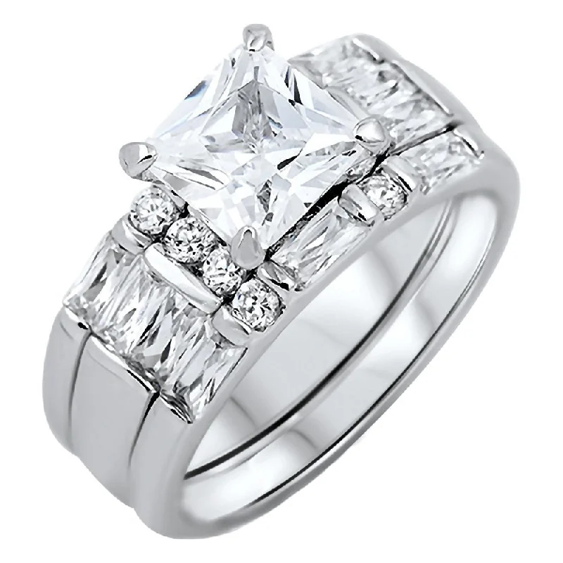 simple gold rings for women -Kayla 3: 3.74ct Russian Ice on Fire CZ Womens 3pc Wedding Ring Set