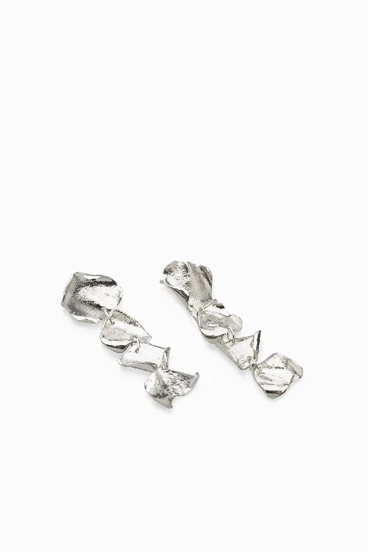 clip-on earrings for women -Veil Earrings | Silver