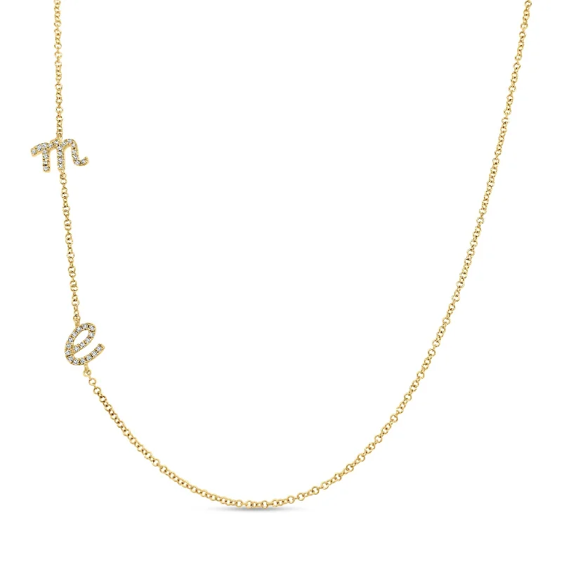 bold necklaces for women -Diamond Asymmetrical Script Initial Necklace