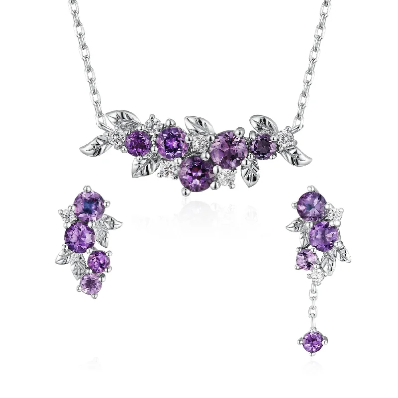 diamond pendant necklaces for women -Violet Grapevine Amethyst Necklace and Earrings Set