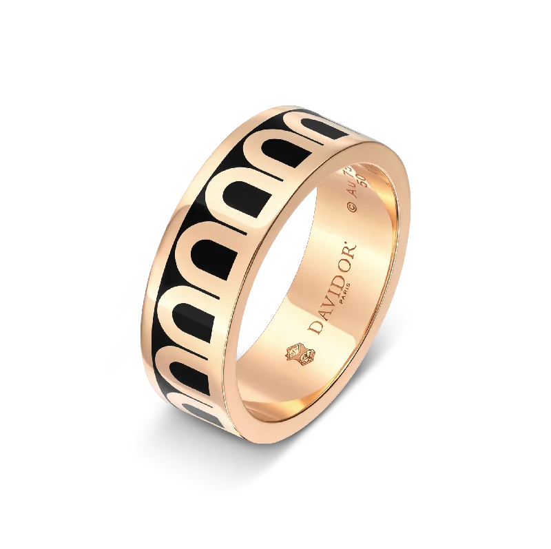 double chain necklaces for women -L'Arc de DAVIDOR Ring MM, 18k Rose Gold with Caviar Lacquered Ceramic