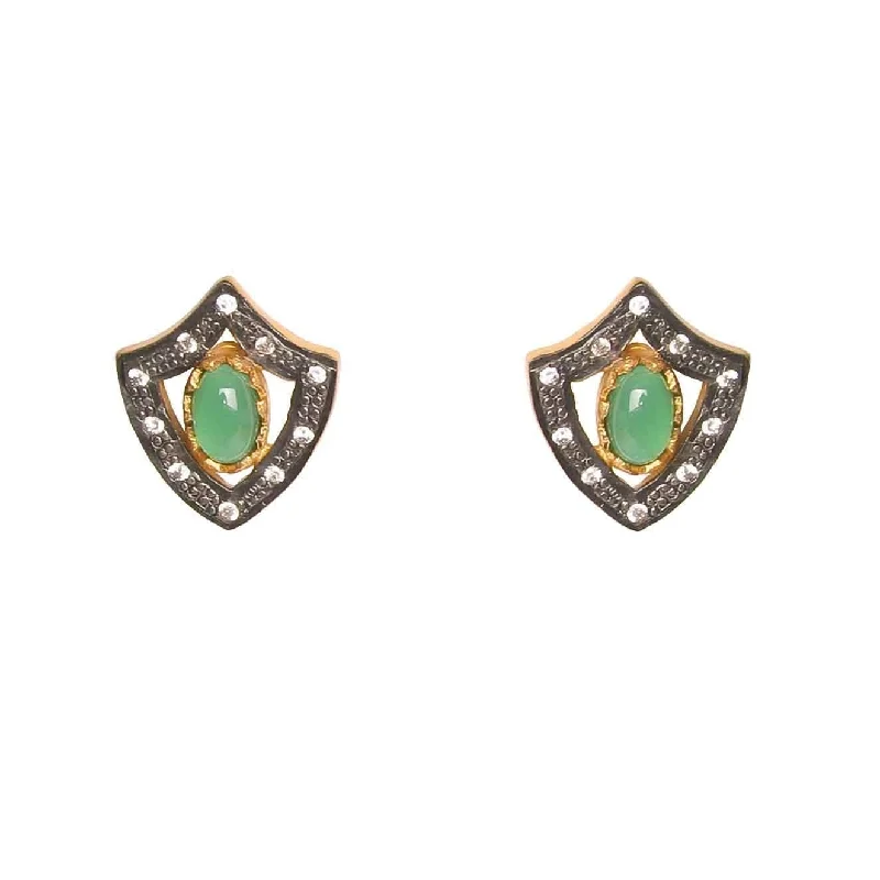 chic drop earrings for women -Mosaic Regal Shield Stud Earrings