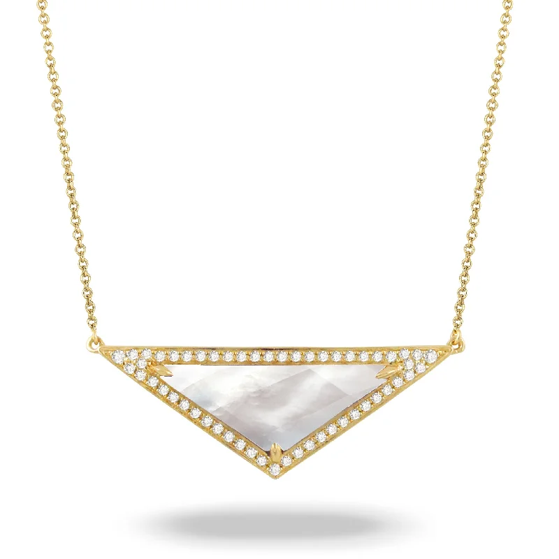 personalized gold necklaces for women -Mother of Pearl and Diamond Necklace