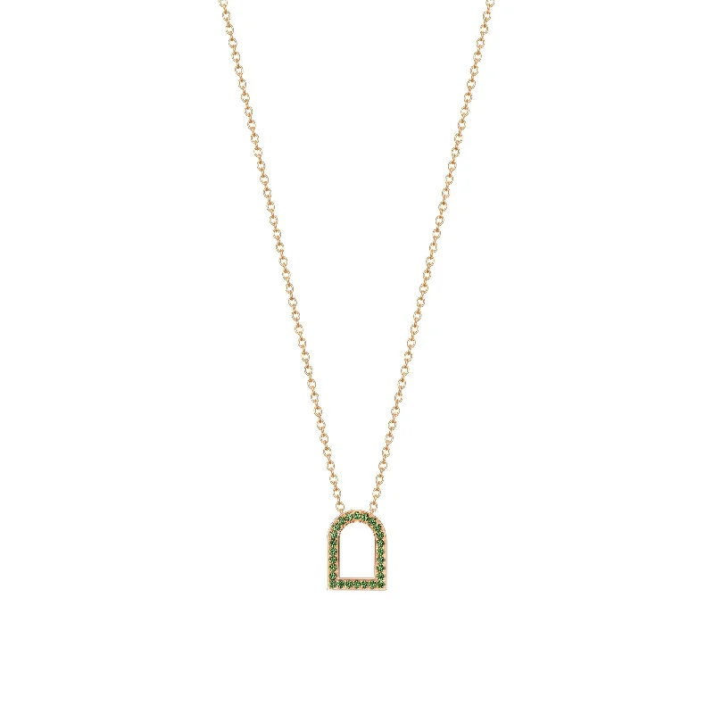 gemstone pendant necklaces for women -L'Arc Voyage Charm MM, 18k Rose Gold with Galerie Tsavorites on Chain Necklace