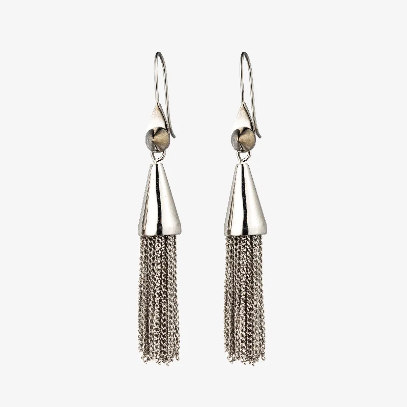 vintage rhinestone earrings -CONE TASSEL EARRINGS