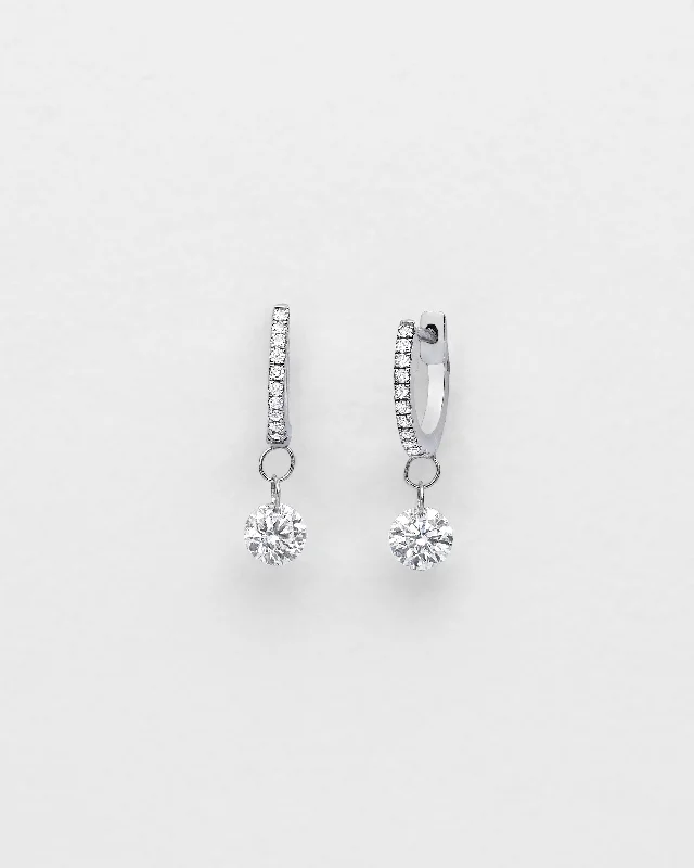 bridal hoop earrings for women -Setless Diamond Huggies