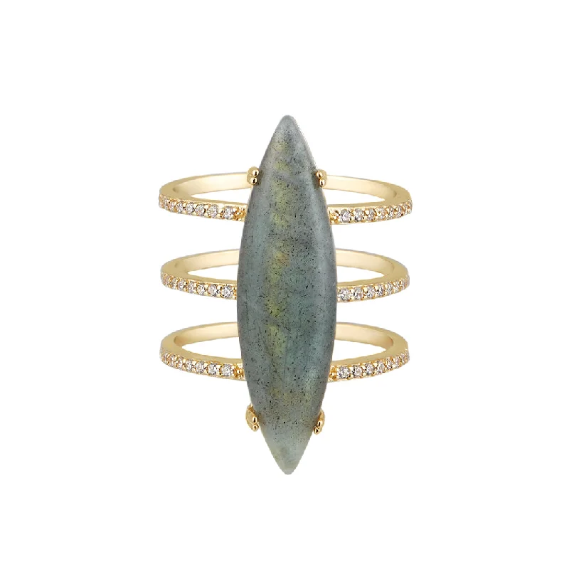 gold bar necklaces for women -14k Gold Vermeil Labradorite Marquis Ring