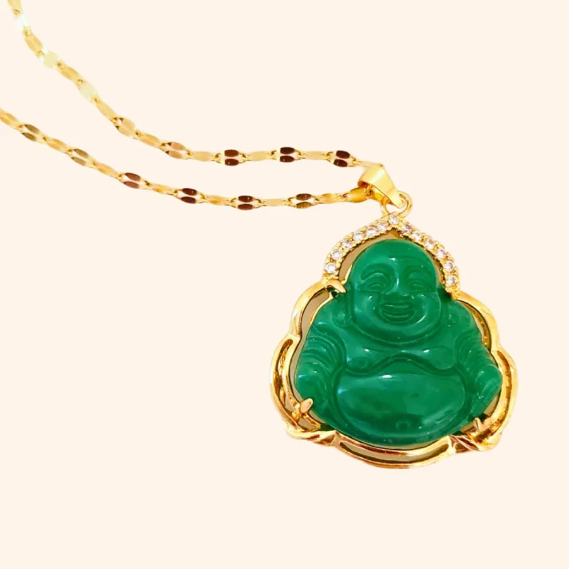 diamond pendant necklaces for women -Woman Jade Buddha Necklace