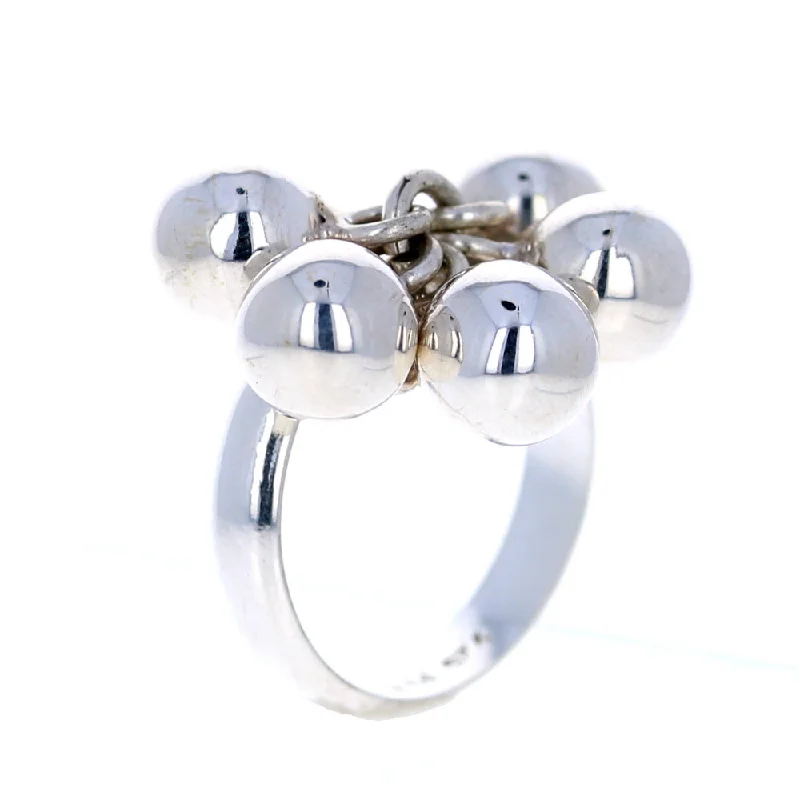 cocktail gemstone rings -Cha Cha Silver Bead Ring