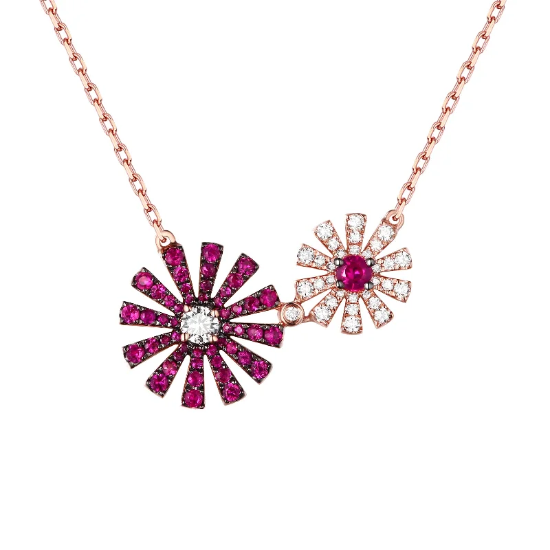 fashionable necklaces for women -Ruby and Diamond Necklace