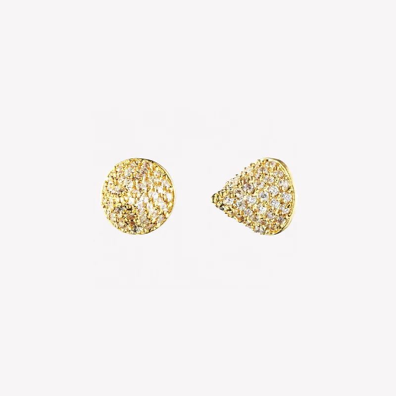 modern pearl earrings for women -PAVÉ CONE STUD EARRINGS