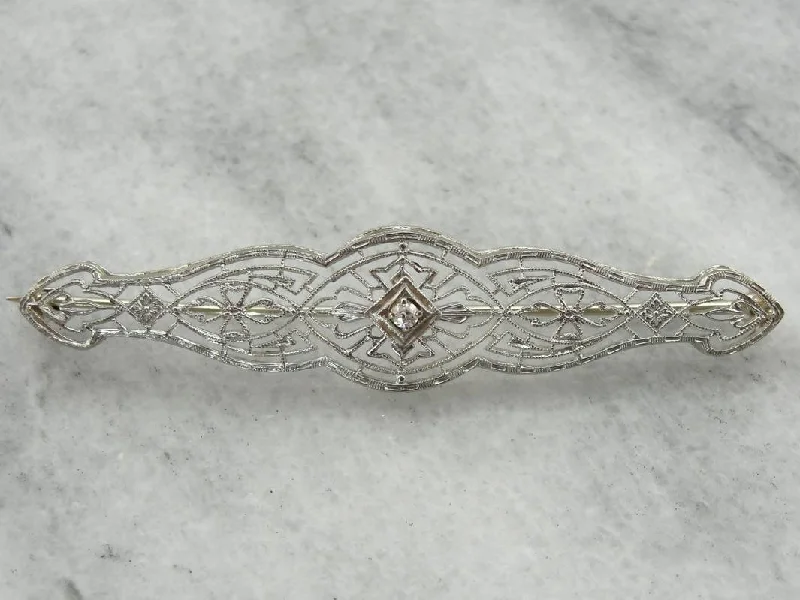 Antique Edwardian, Diamond Filigree Brooch