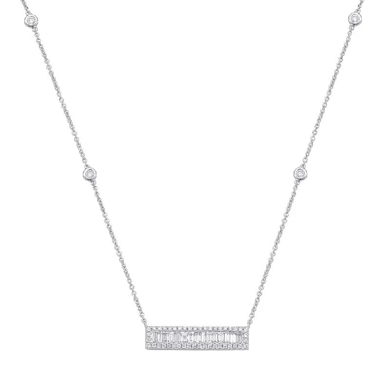 gemstone necklaces with gold chain -Diamond Bar Necklace