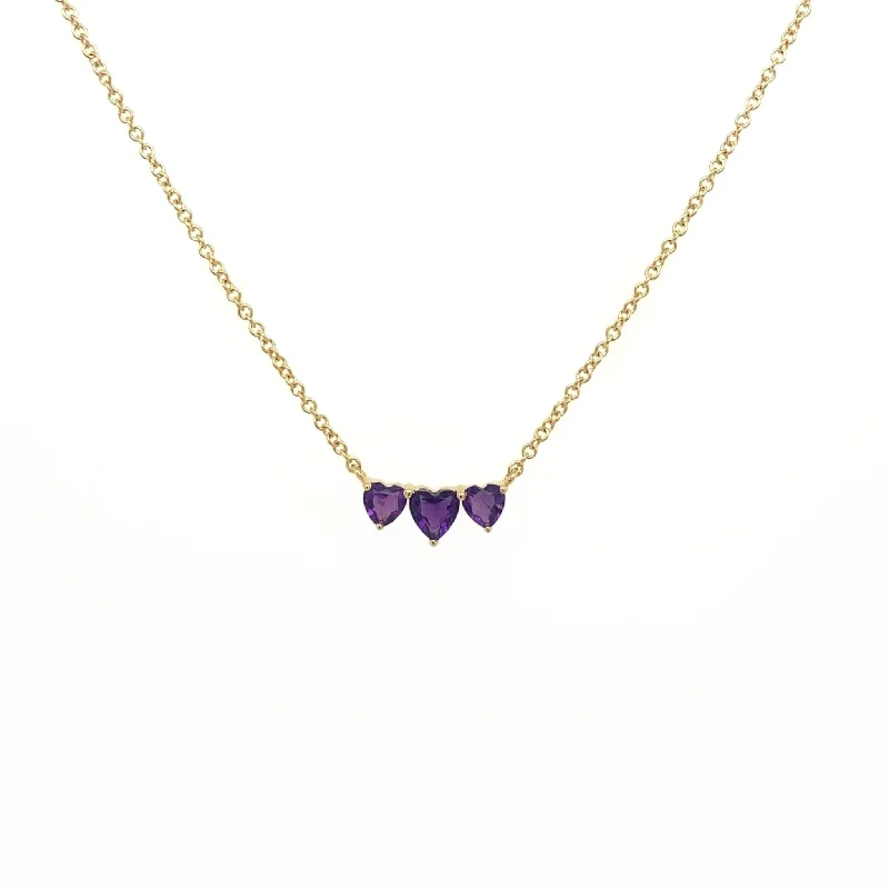 fashion necklaces for women -Gemstone Triple Heart Necklace