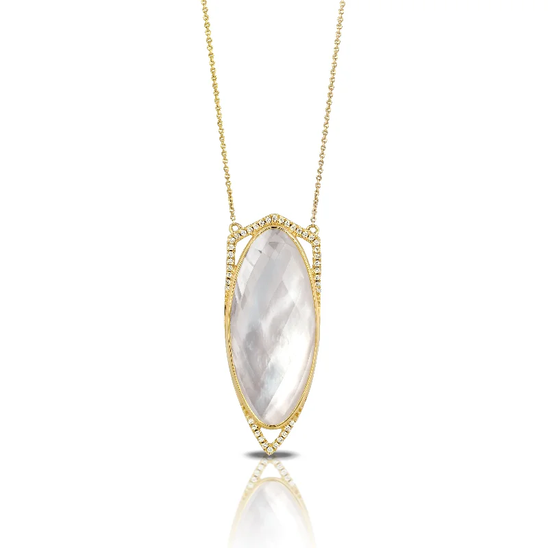 vintage gold necklaces for women -Mother of Pearl and Diamond Necklace