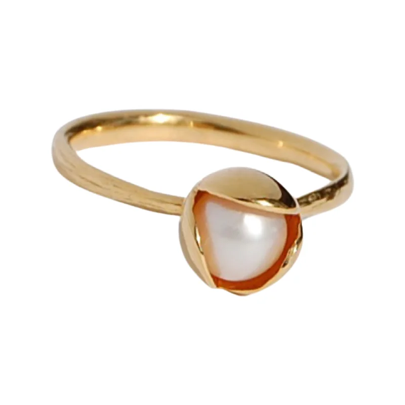 wedding ring bands -04. Bud Floret Ring Pearl