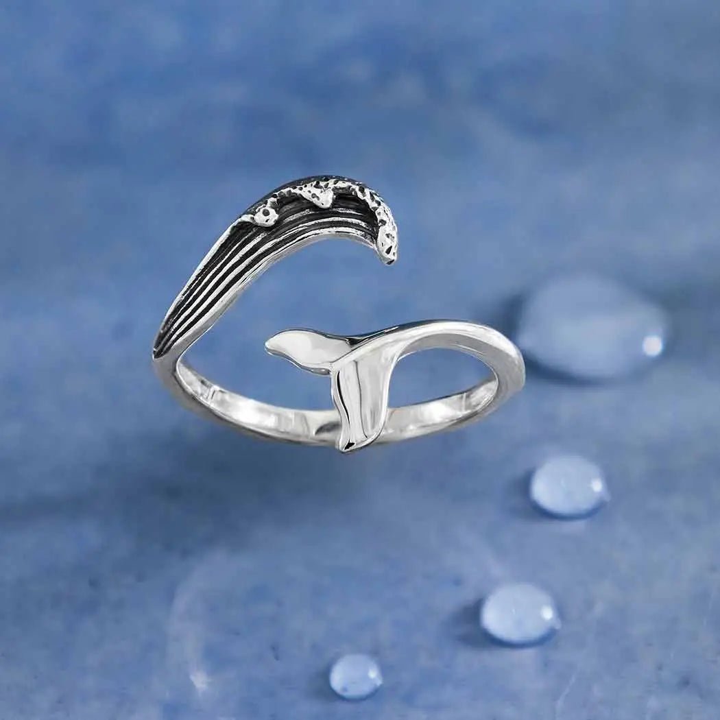 custom engagement rings -Wave and Whale Tail Adjustable Ring, Sterling Silver