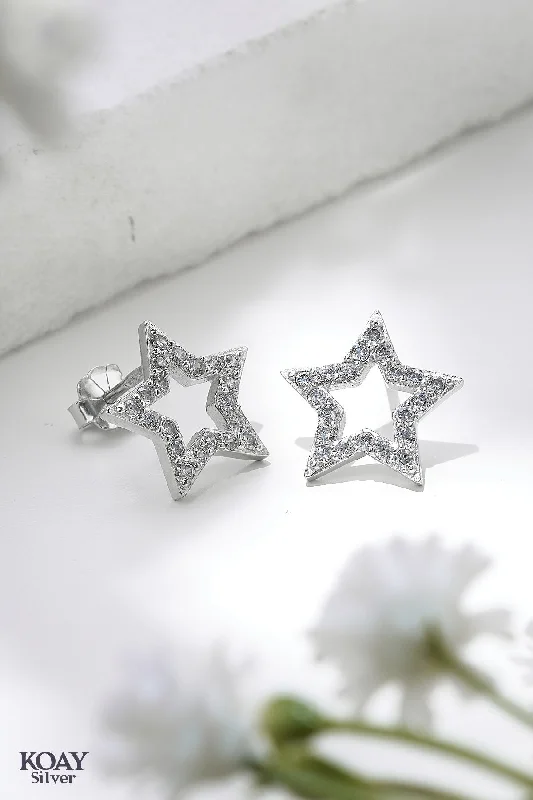 statement earrings for women -S Zircon Star Earring