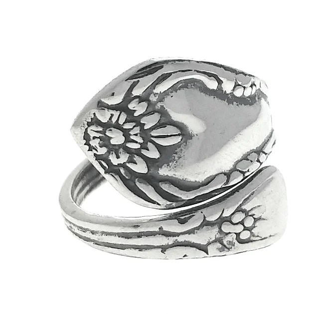 engraved rings for women -Sterling Silver Adjustable Spoon Ring