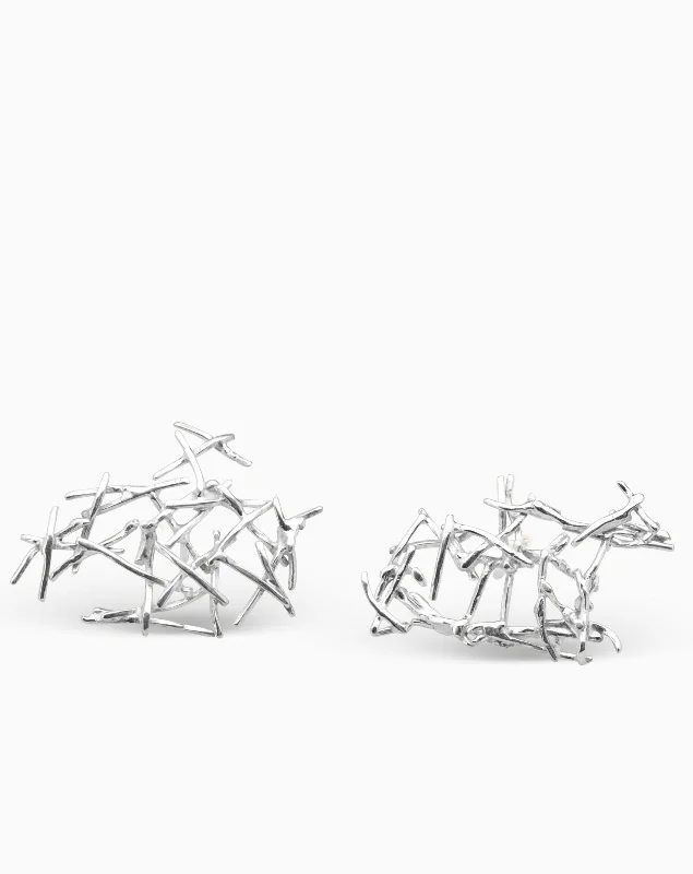 stud earrings for women -Fray Earrings | Silver