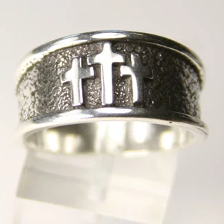 gemstone wedding rings -Three Crosses on the Hill Ring