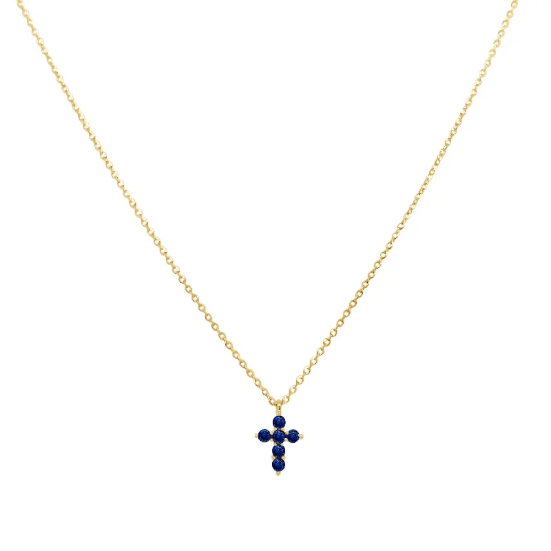 zodiac necklaces for women -Gemstone Mini Cross Necklace