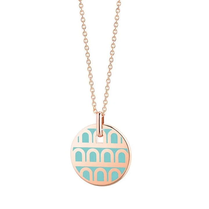 boho necklaces for women -Sur-Mesure L'Arc de DAVIDOR Pendant PM, 18k Rose Gold with Palm Beach Lacquered Ceramic