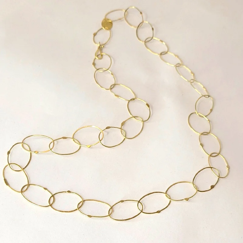 crystal necklaces for women -Gold Oval Links Necklace