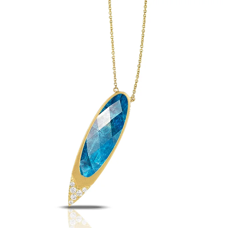 fancy gold necklaces for women -Apatite and Diamond Necklace