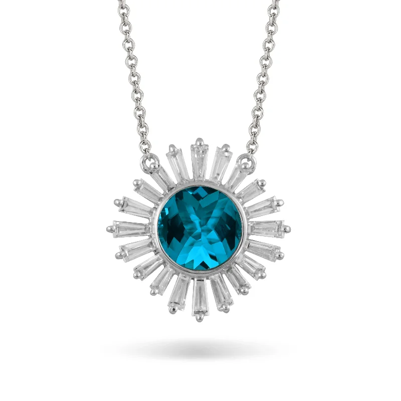 fine jewelry necklaces for women -London Blue Topaz and Diamond Necklace